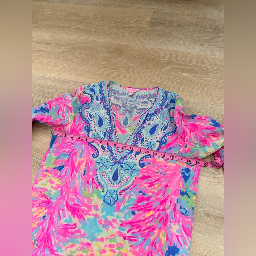 RARE Lilly Pulitzer 100% Silk Renato Tunic Palm Beach Coral Sample S - Picture 5 of 8
